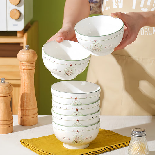 YUNGPING Floral Language Everyday Ceramic Dinnerware Set, 6-Piece,