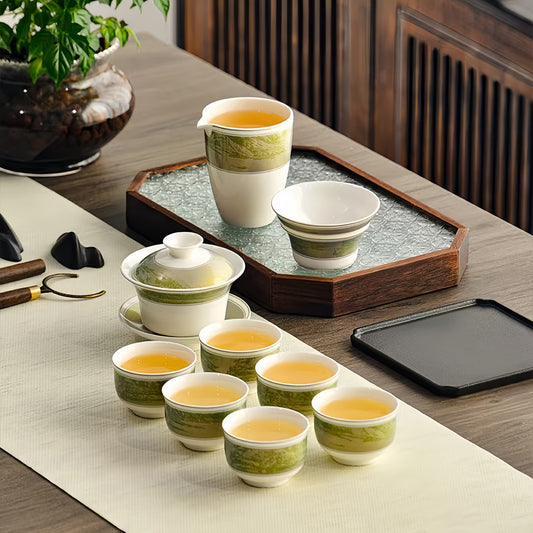 YUNGPING Luminous Virtue Fine Bone China Tea Set, Close-up detail