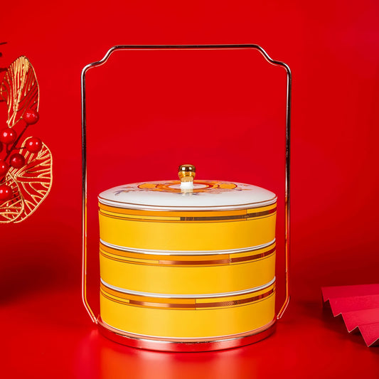 YUNGPING Magpie's Delight Fine Bone China Serveware Pastry Box, Close-up detail