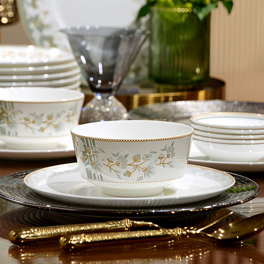 YUNGPING Prairie Bloom Fine Bone China Dinnerware Set, Close-up detail