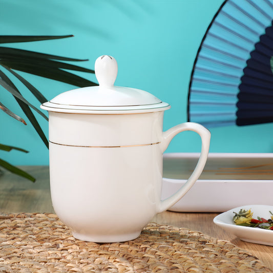 YUNGPING Statesman White bone china mug with gold rim 